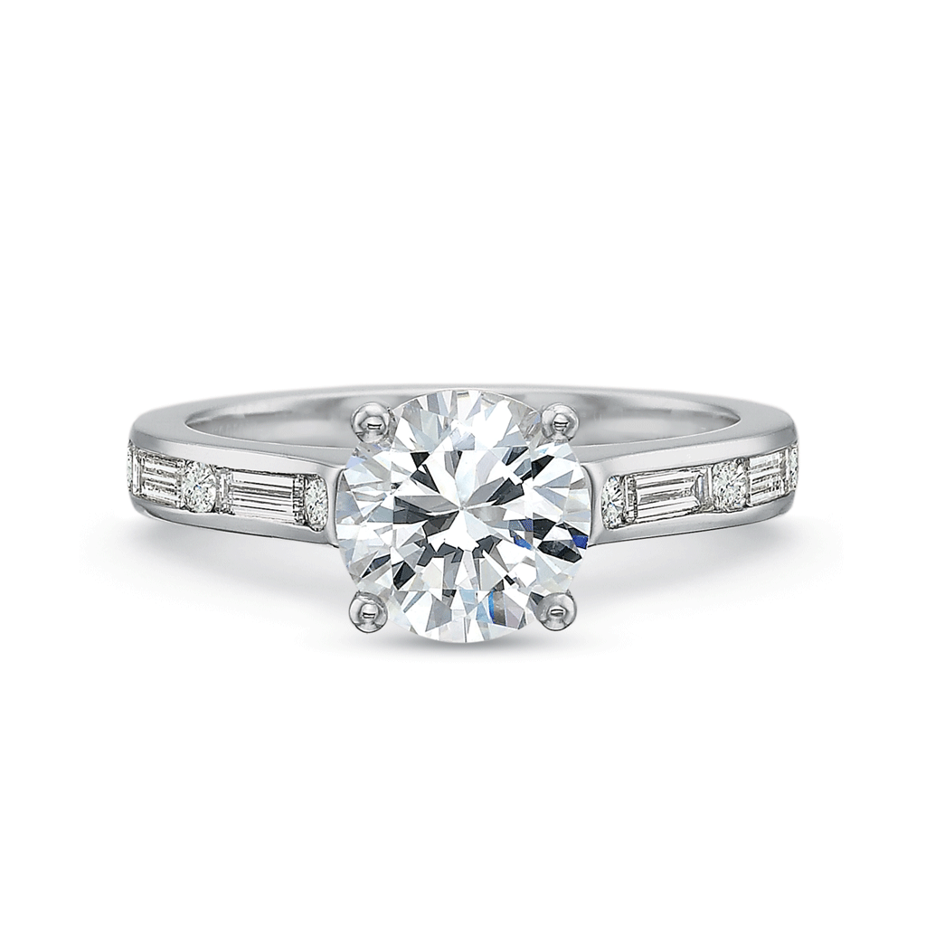 Princess Cut Bead Set Side Diamond Ring .52Cttw 14K Gold 66A
